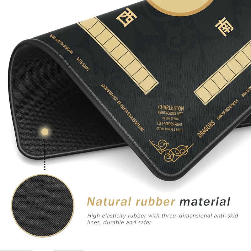 2F22E Mahjong Mat - Non-Slip Noise Reduction Gaming Mat 32.4x32.4 Inch for Mahjong/Poker/Board Games/Card Games/Dominoes (Black) - Image 2